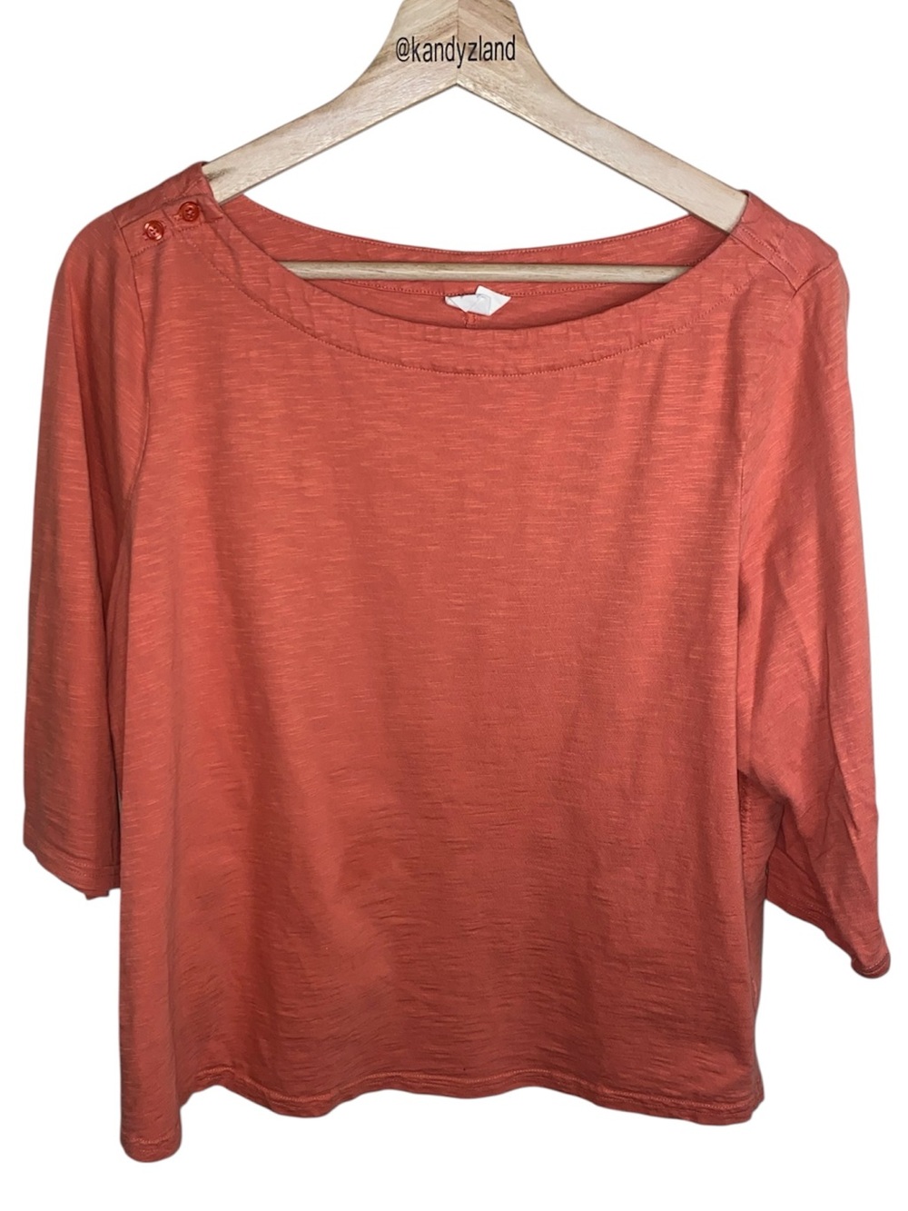 PACT Womens Top Featuring a Boat Neck Collar in Burnt Orange